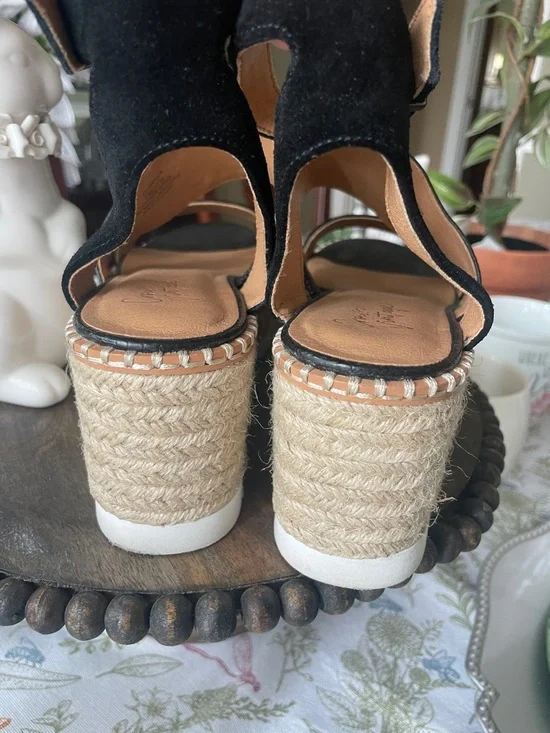 Crown Vintage Daylen Black Espadrille Platform Sandals Size 7M - Picture 3 of 9